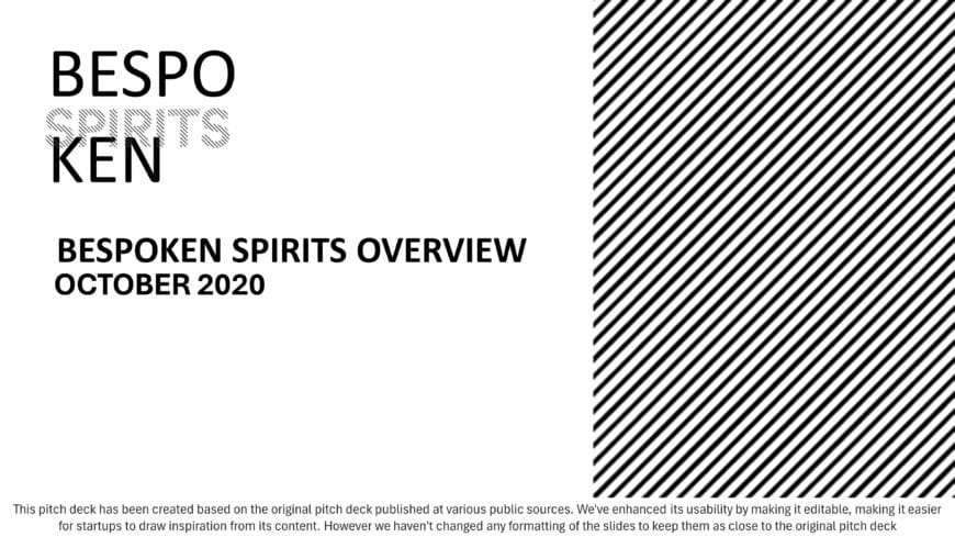 Bespoken Spirits Seed Pitch Deck