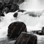 Black Brown Rocks White Waterfall background image & Google Slides Theme