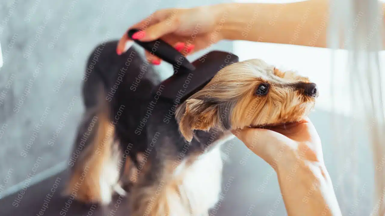 Black Brown Yorkshire Terrier Grooming background image & Google Slides Theme