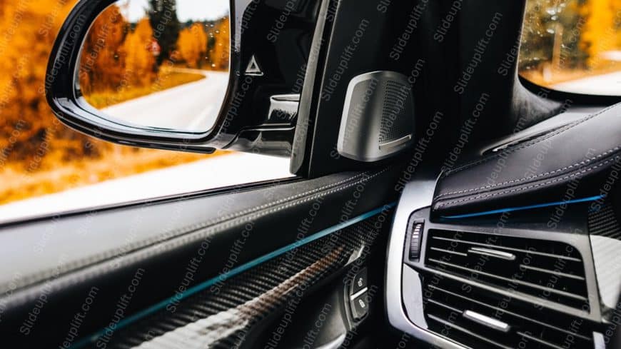 Black Car Interior Autumn Roadside background image