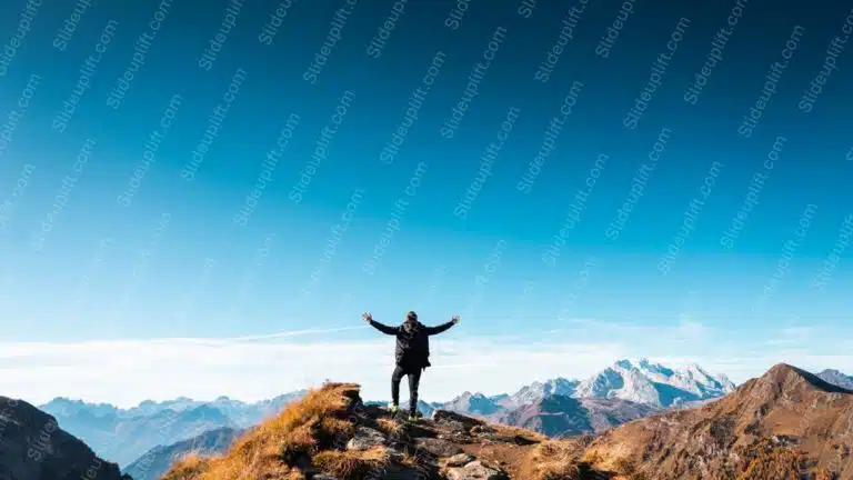 Blue Sky Person Mountain Ridge background image & Google Slides Theme