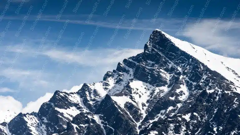 Blue White Snowy Mountain Peak background image & Google Slides Theme