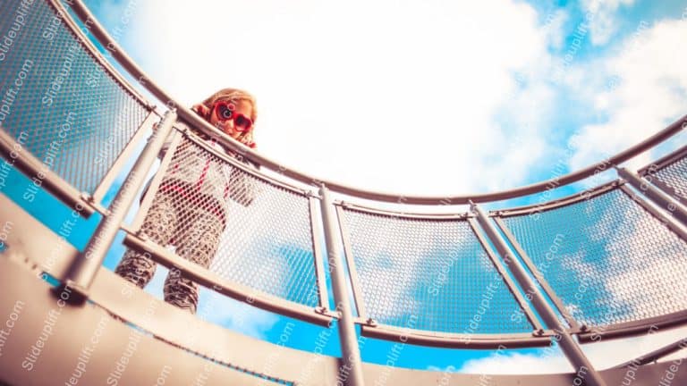 Blue and Red Child on Playground Structure background image & Google Slides Theme