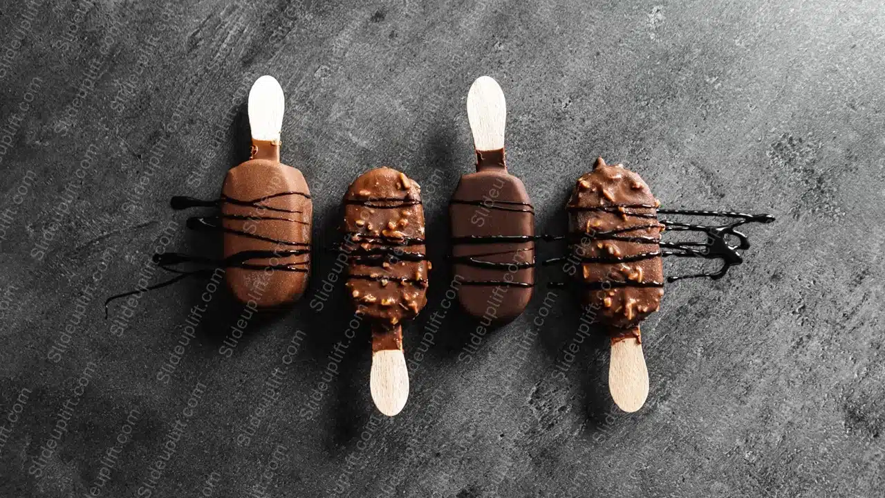 Brown Chocolate Popsicles Grey background image & Google Slides Theme