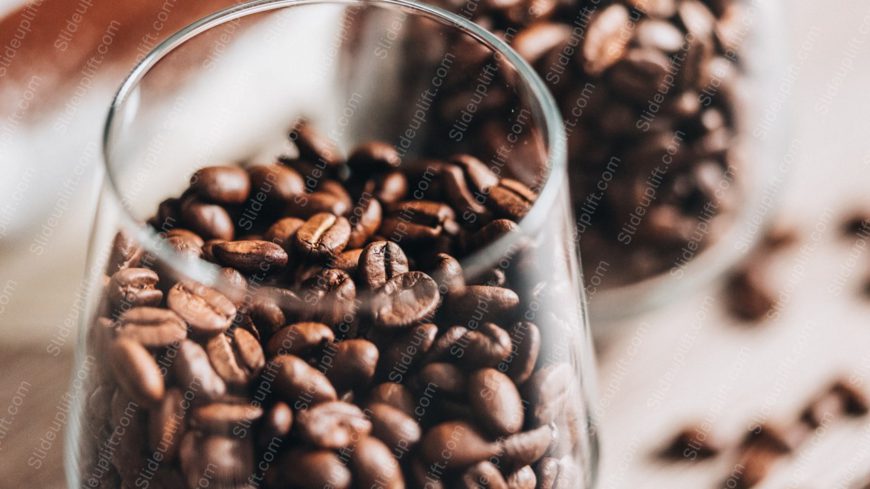 Brown Coffee Beans Glass Cup background image