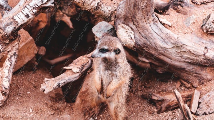 Brown Meerkat Wooden Logs background image