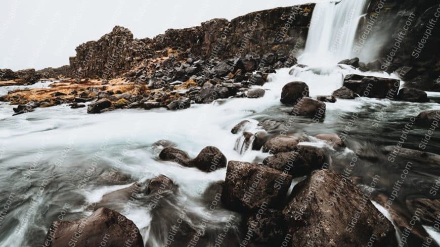 Brown Rocks Waterfall background image