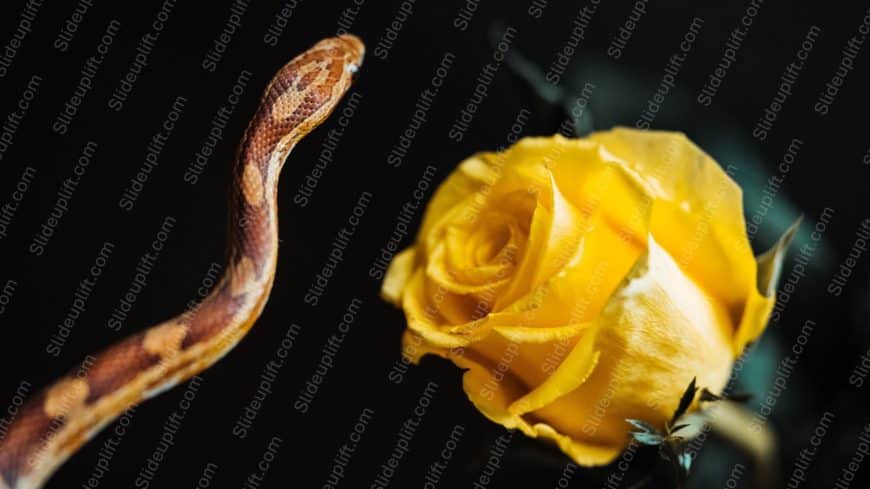 Brown Snake Yellow Rose Black background image_dup