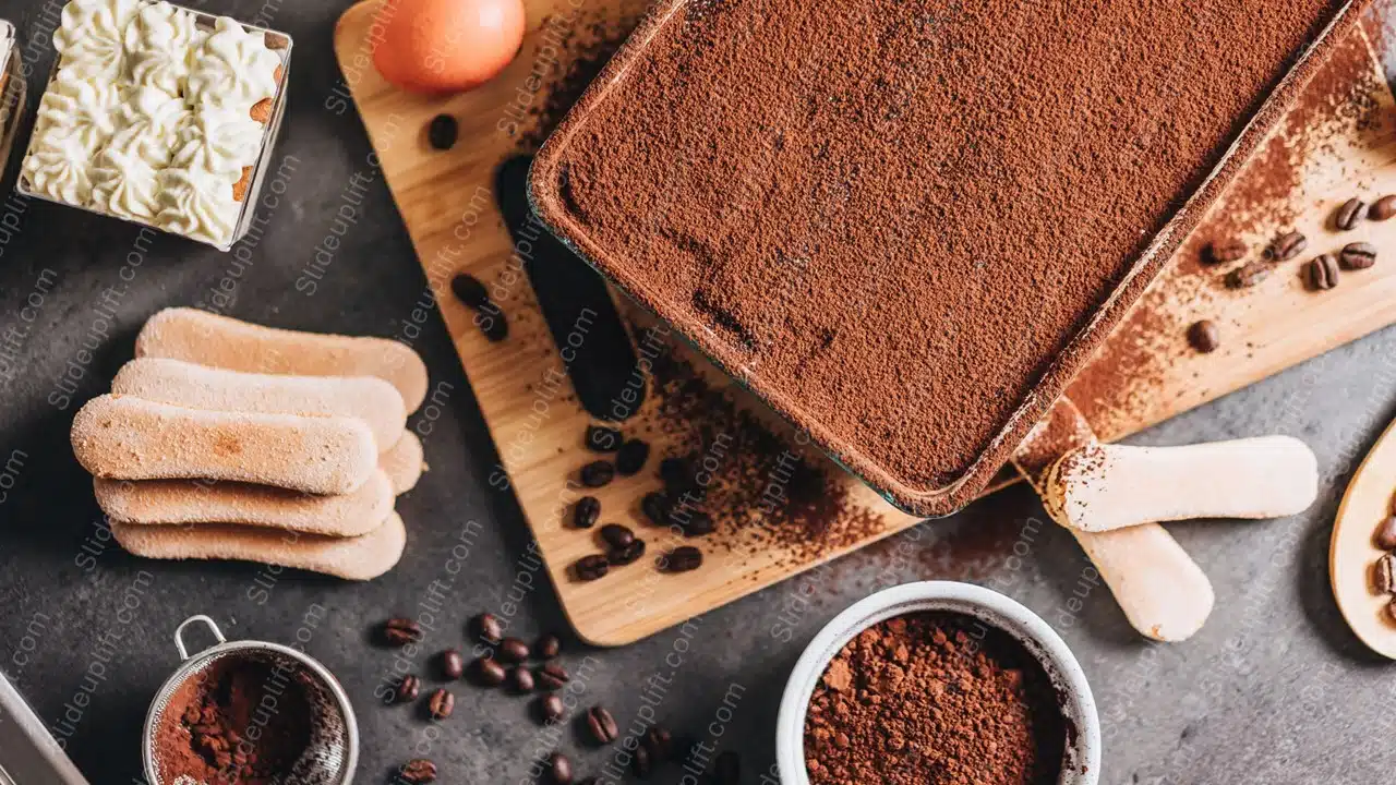 Brown Tiramisu Coffee Beans Dessert Background Image & Google Slides Theme