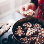 Brown White Gingerbread Cookies Red Polka Dot background image & Google Slides Theme