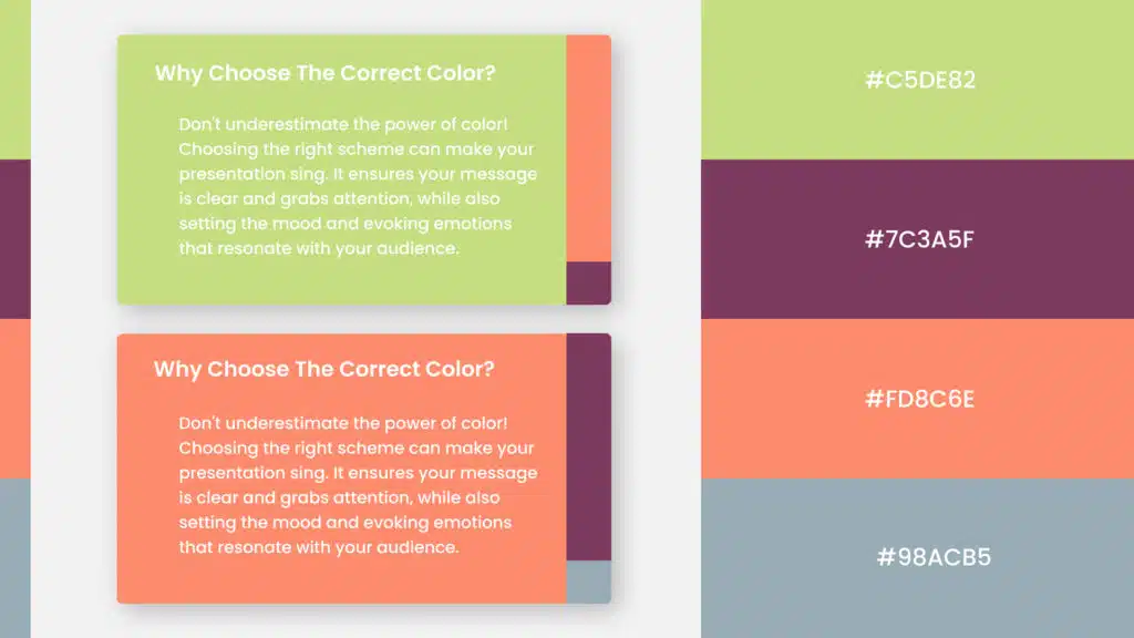 Infographic that shows the calming color scheme for presentations