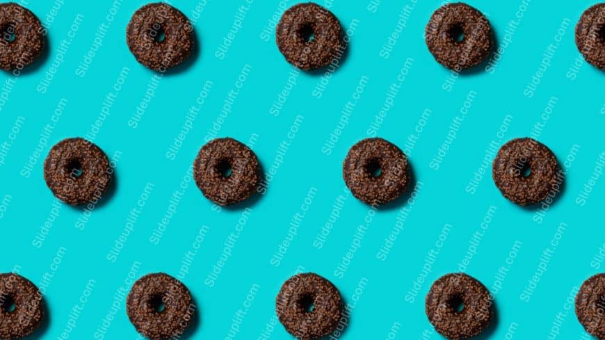 Chocolate Brown Donuts Turquoise Background Image