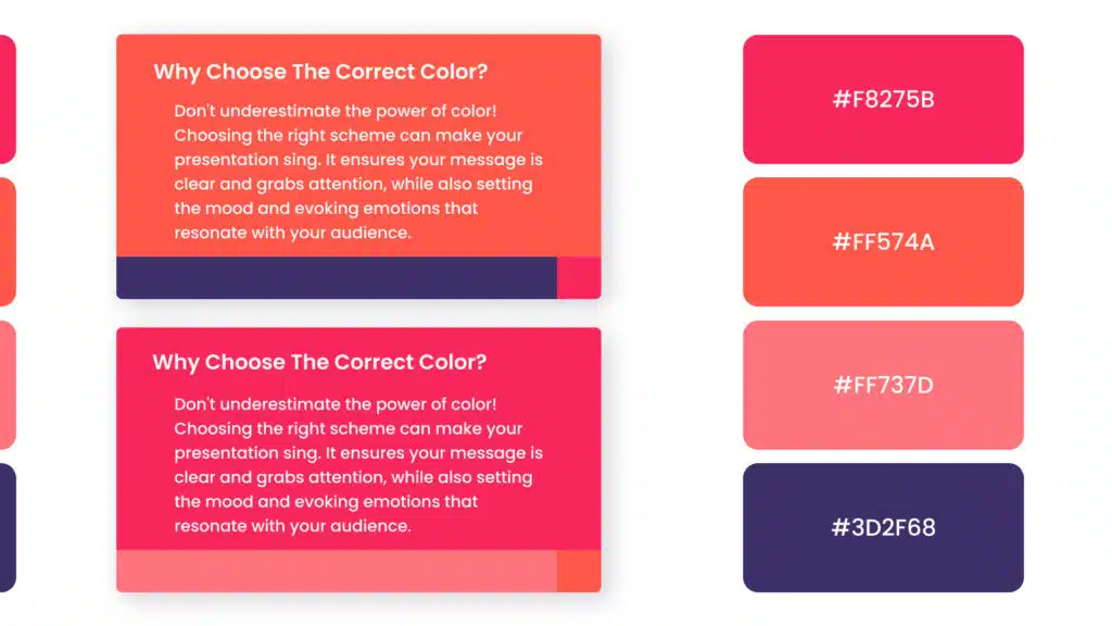 Infographic to showcase the color palette when used in a slide