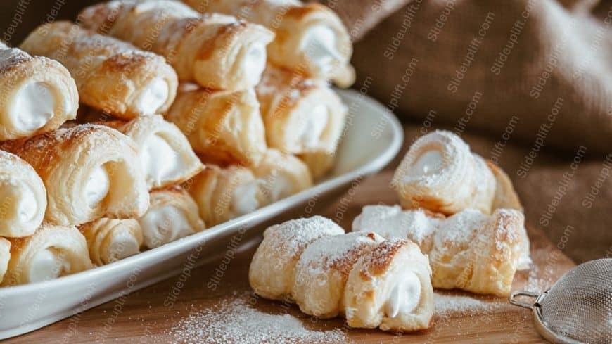 Cream White Pastries Wooden background image