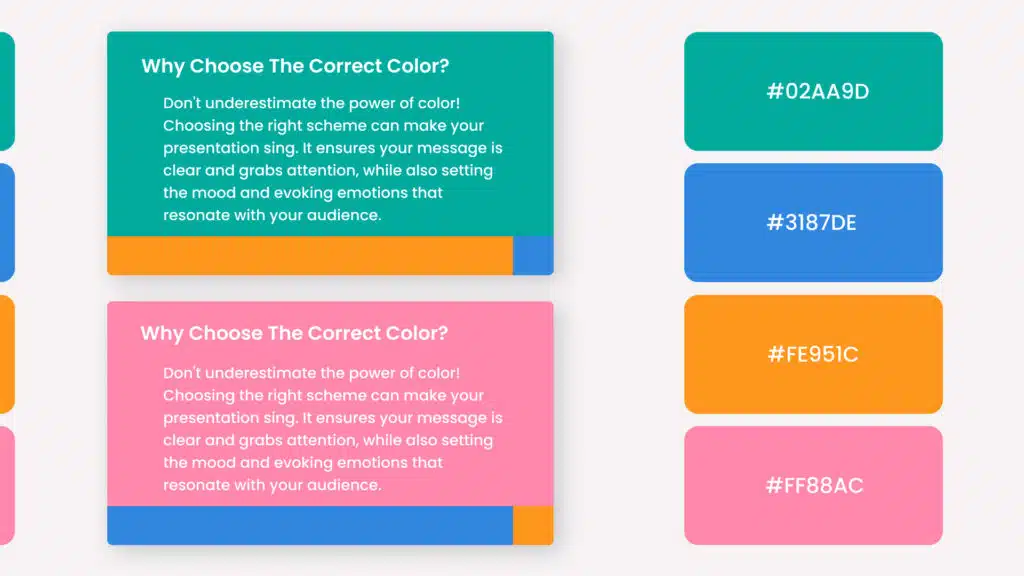 Infographic that shows the creative PowerPoint color scheme