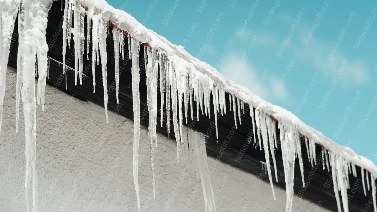 Crystal white icicles sky blue background image & Google Slides Theme