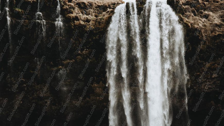 Dark brown rock waterfall background image