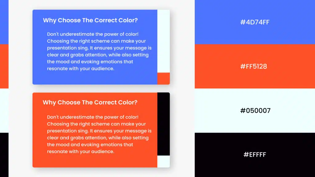 Infographic to showcase the color palette when used in a slide