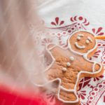 Gingerbread Person Decorating White Red Floral background image & Google Slides Theme