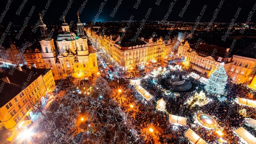 Golden Amber Cityscape Festive Lights background image