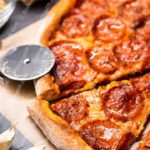 Golden Brown Pepperoni Pizza background image & Google Slides Theme