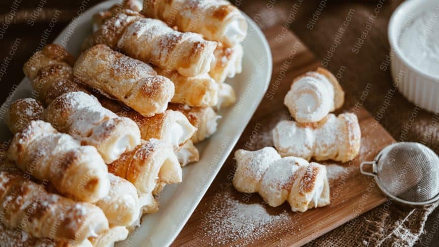 Golden Cream Horns Wooden Table background image