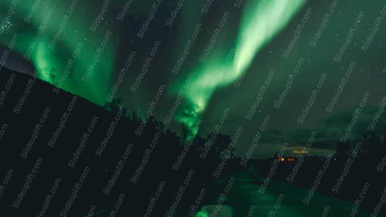 Green Aurora Road Night Sky background image & Google Slides Theme