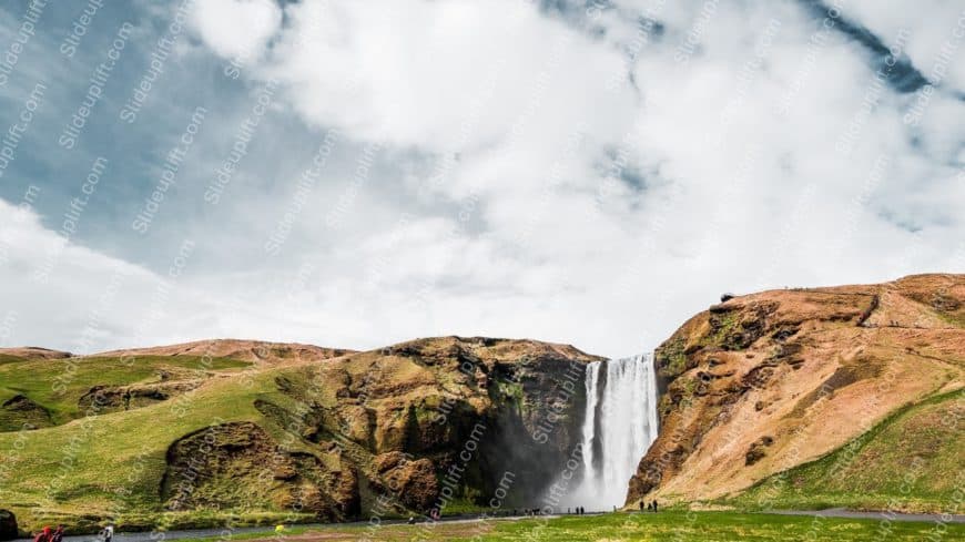 Green Brown Waterfall Sky background image