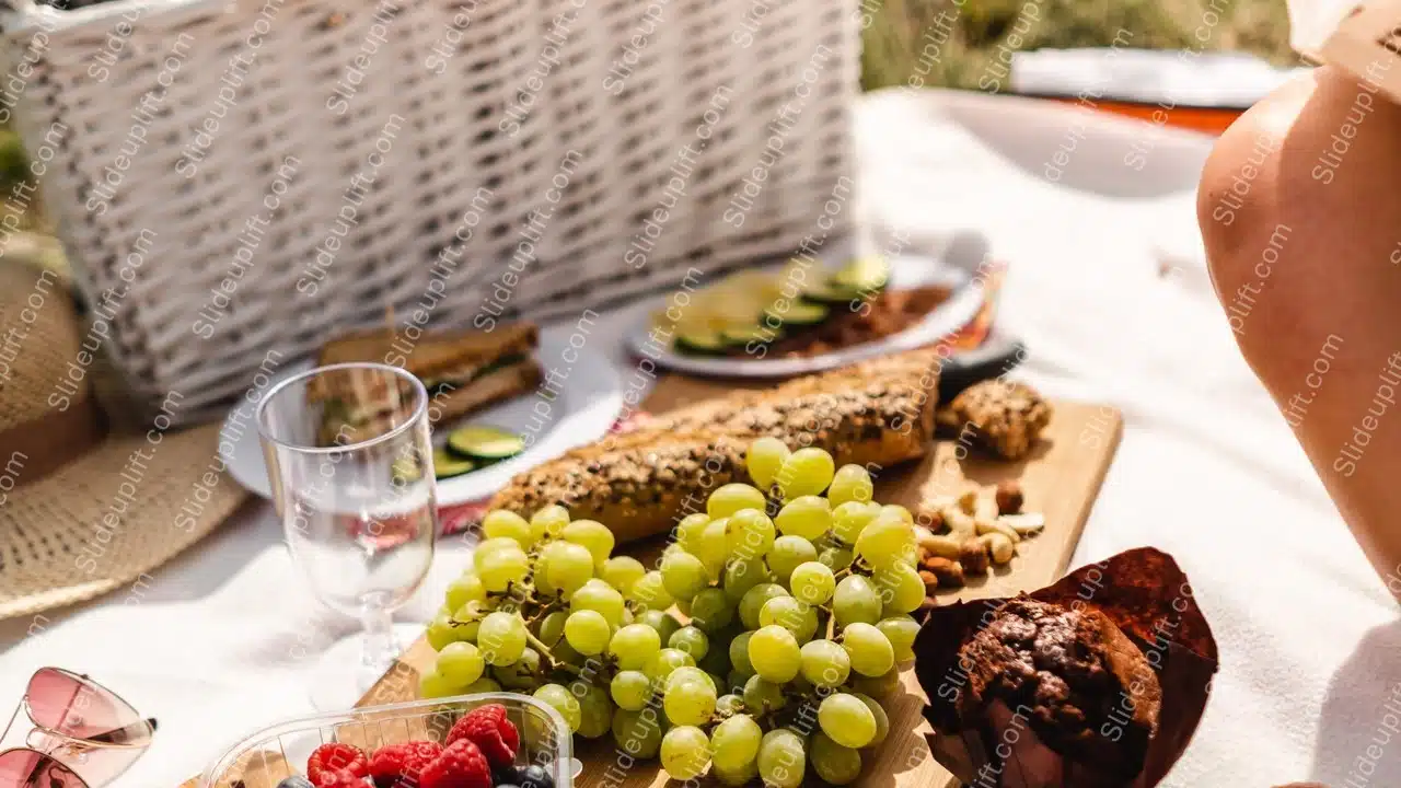 Green Grapes Picnic background image & Google Slides Theme