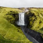 Green Mossy Waterfall Landscape background image & Google Slides Theme