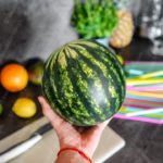 Green Striped Watermelon Fruit background image & Google Slides Theme