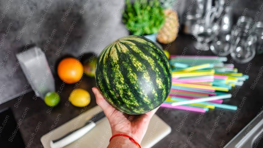 Green Striped Watermelon Fruit background image