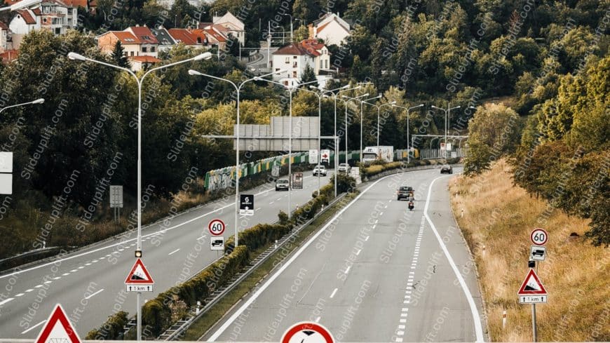 Green Tan Vehicles Road Signs background image