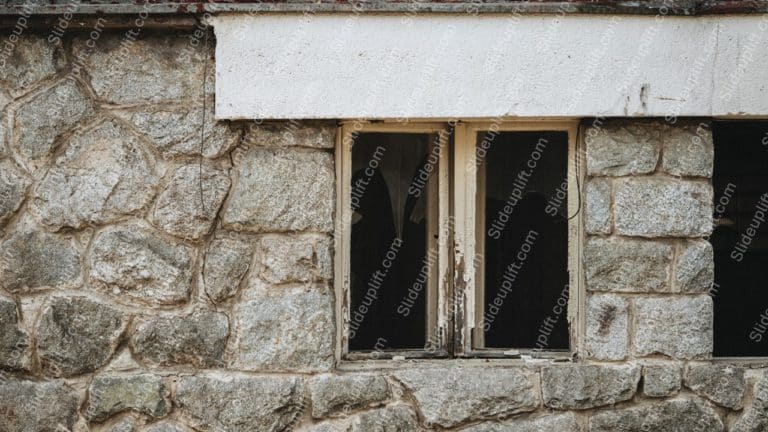 Grey BrokenWindow StoneWall background image & Google Slides Theme