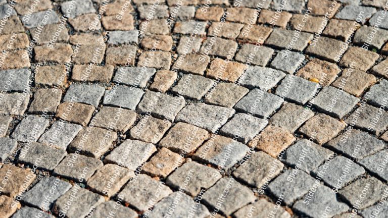 Grey cobbled street background image & Google Slides Theme