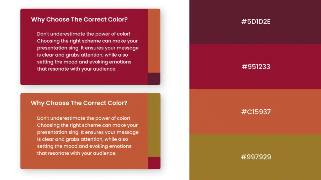 Infographic that shows the high-end presentation color palette