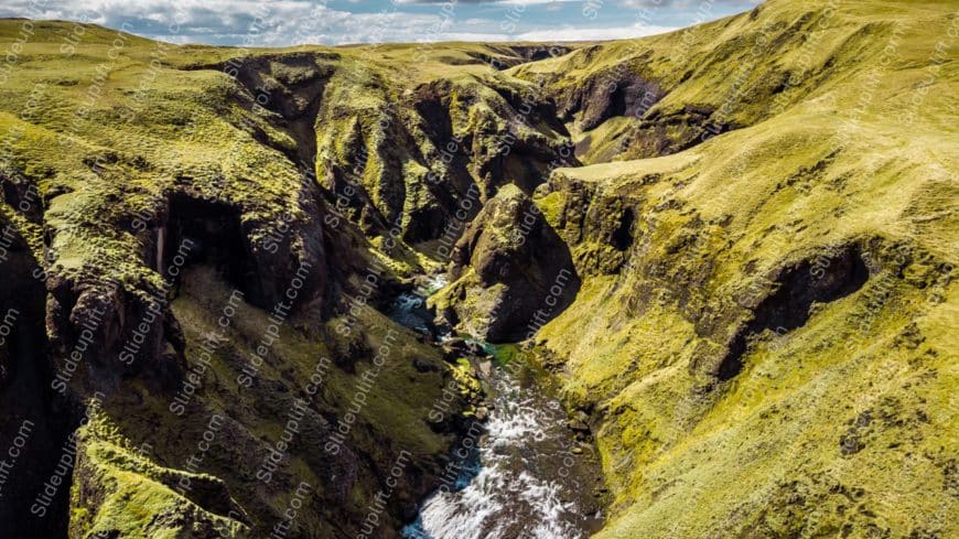 Moss green valleys river background image