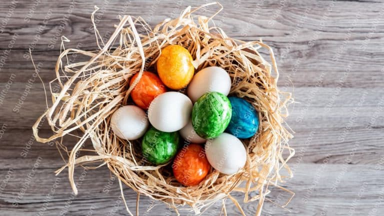 Multicolored Eggs Nest Background Image & Google Slides Theme