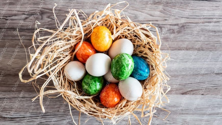 Multicolored Eggs Nest Background Image