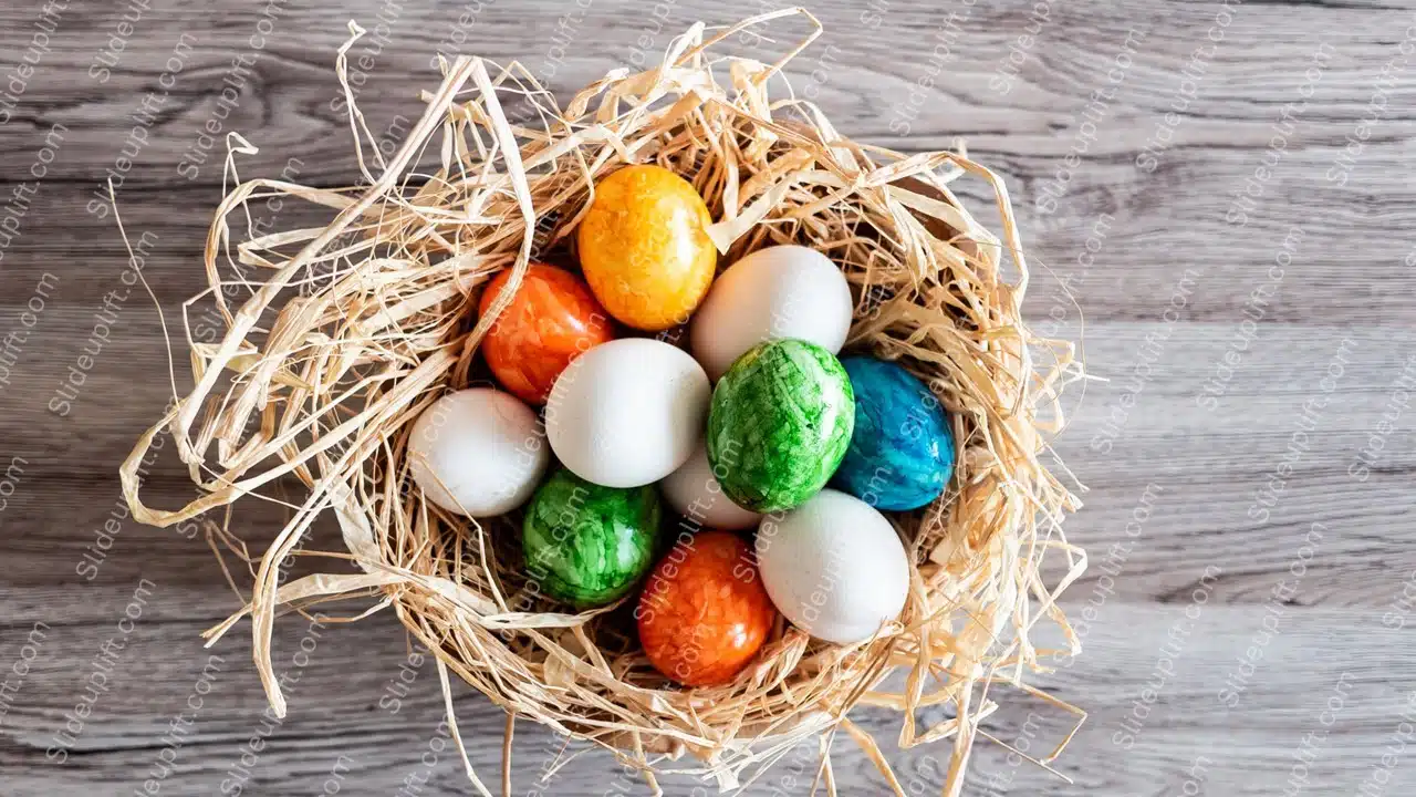 Multicolored Eggs Nest Background Image & Google Slides Theme