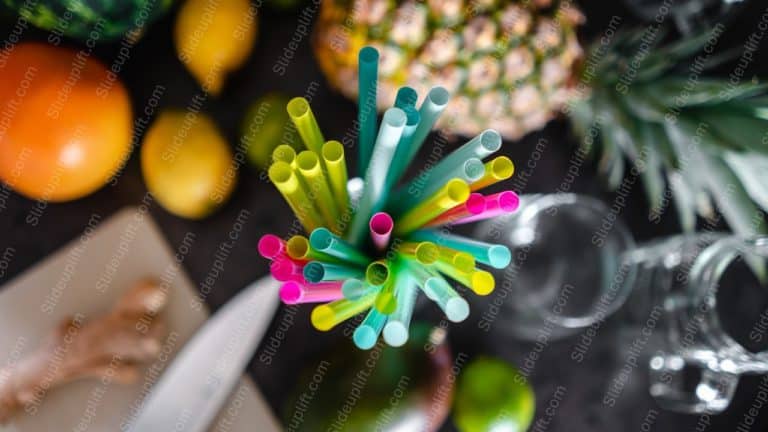 Multicolored Straws Kitchen background image & Google Slides Theme