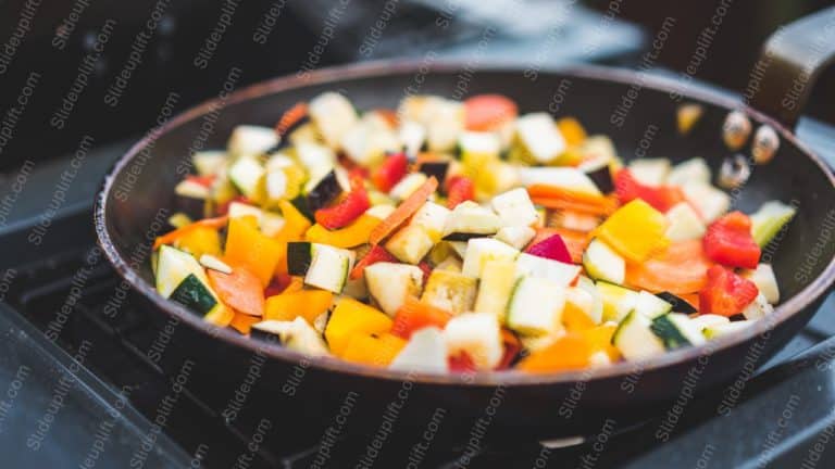 Multicolored Vegetables Cookware background image & Google Slides Theme