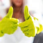 Neon Yellow Gloves White background image & Google Slides Theme