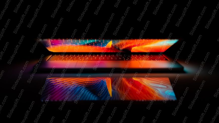 Orange Blue Glowing Laptop background image