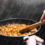 Orange Green Chicken Stir fry Dark background image & Google Slides Theme