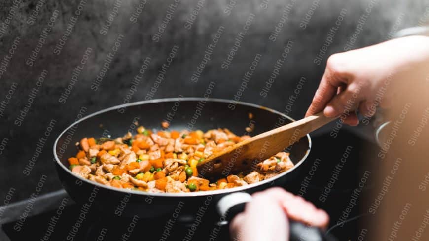 Orange Green Chicken Stir fry Dark background image