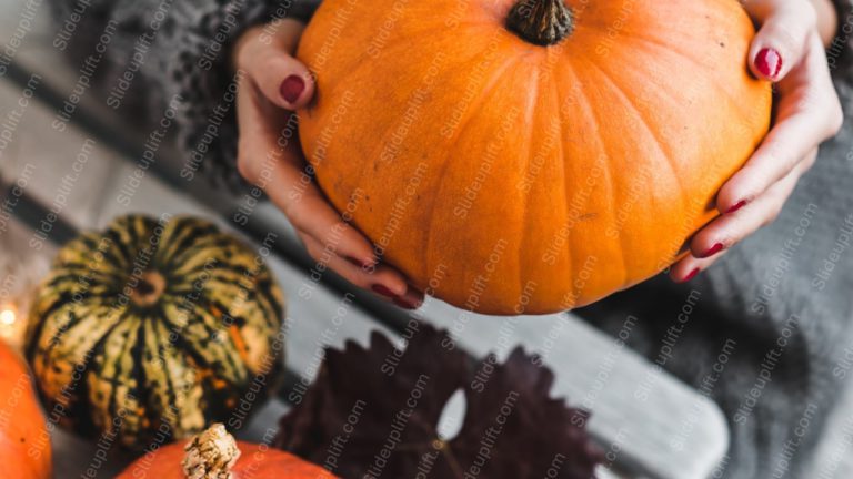 Orange Green Pumpkins Cozy background image & Google Slides Theme