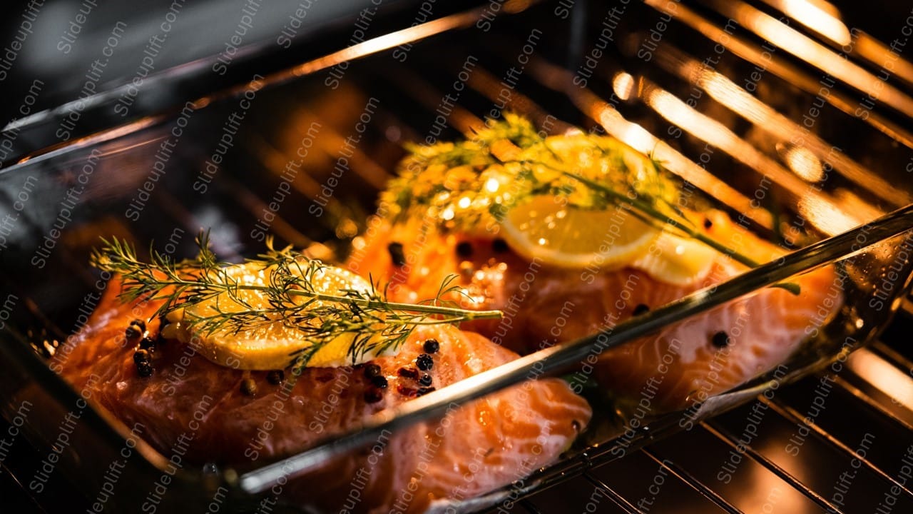 Orange Salmon Lemon Dill Glass Dish background image & Google Slides Theme