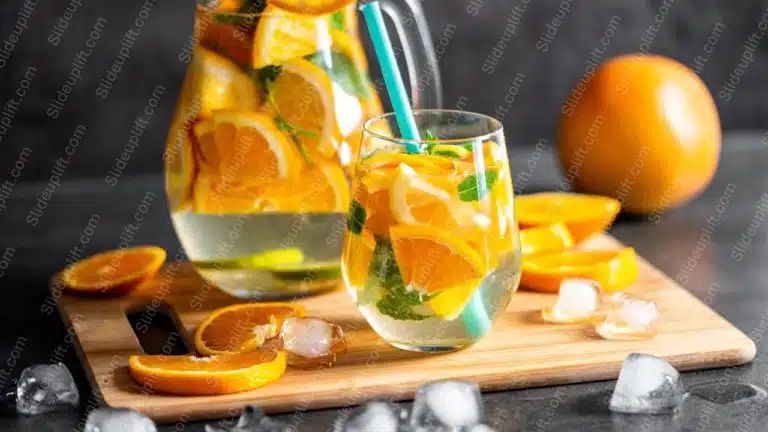 Orange Sliced Fruit Glass Beverage background image & Google Slides Theme