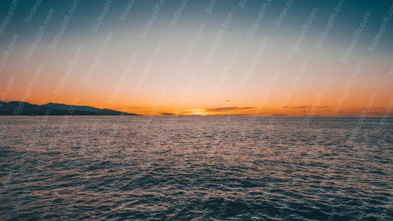 Orange Sunset Sea Mountains background image & Google Slides Theme